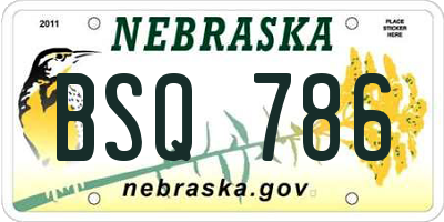 NE license plate BSQ786