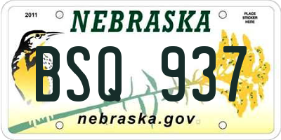NE license plate BSQ937
