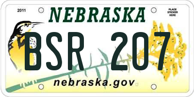 NE license plate BSR207