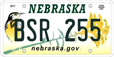 NE license plate BSR255