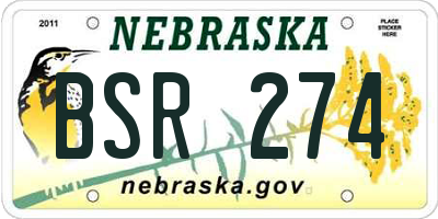NE license plate BSR274