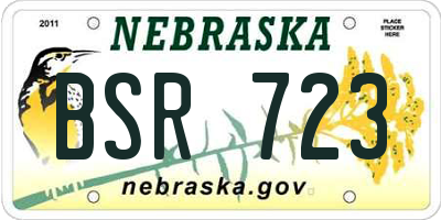 NE license plate BSR723