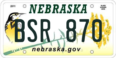 NE license plate BSR870