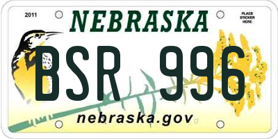 NE license plate BSR996