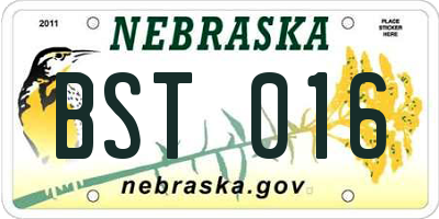 NE license plate BST016