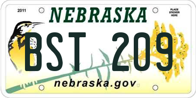 NE license plate BST209