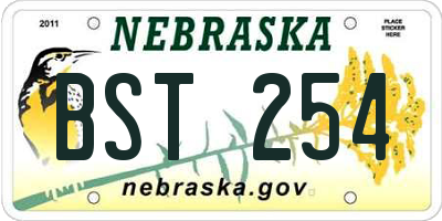NE license plate BST254