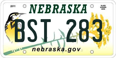 NE license plate BST283