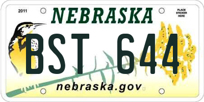 NE license plate BST644