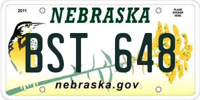 NE license plate BST648