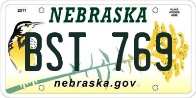 NE license plate BST769