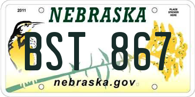 NE license plate BST867