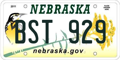 NE license plate BST929