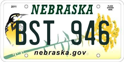 NE license plate BST946