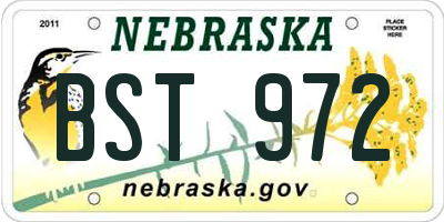 NE license plate BST972