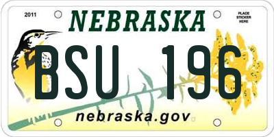 NE license plate BSU196