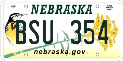 NE license plate BSU354