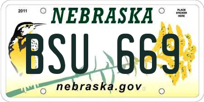NE license plate BSU669