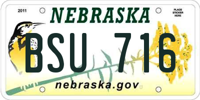 NE license plate BSU716