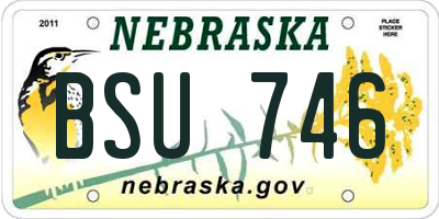 NE license plate BSU746