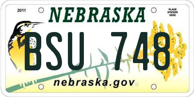 NE license plate BSU748