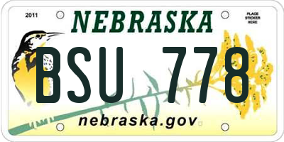 NE license plate BSU778