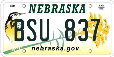 NE license plate BSU837