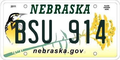 NE license plate BSU914