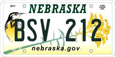 NE license plate BSV212