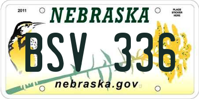 NE license plate BSV336