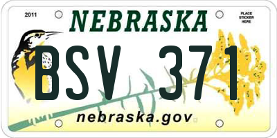 NE license plate BSV371