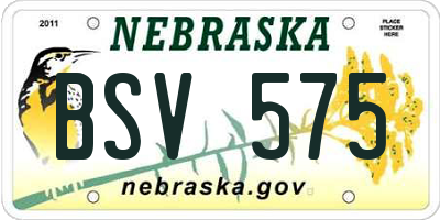 NE license plate BSV575