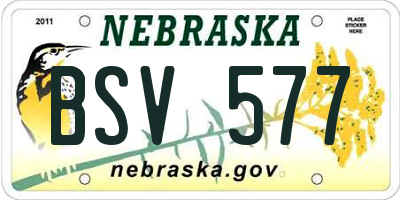 NE license plate BSV577