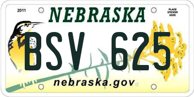 NE license plate BSV625