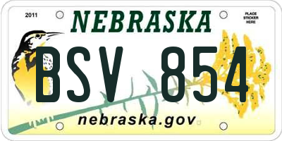 NE license plate BSV854