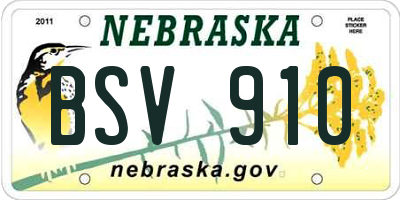 NE license plate BSV910