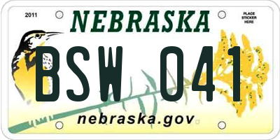 NE license plate BSW041