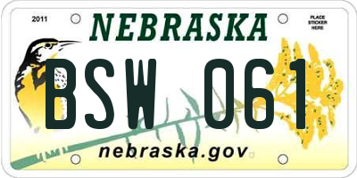 NE license plate BSW061