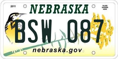 NE license plate BSW087