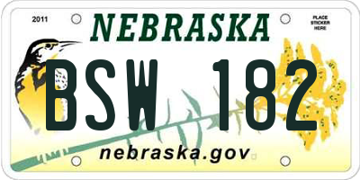 NE license plate BSW182