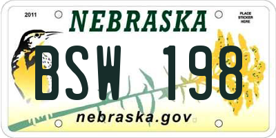 NE license plate BSW198