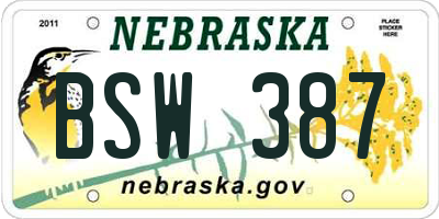 NE license plate BSW387
