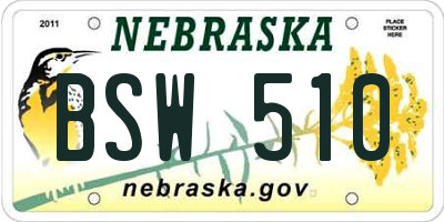 NE license plate BSW510