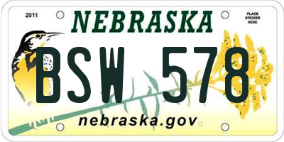 NE license plate BSW578