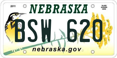 NE license plate BSW620