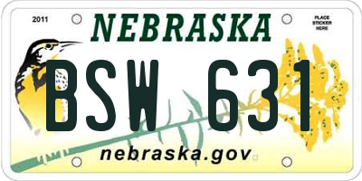 NE license plate BSW631