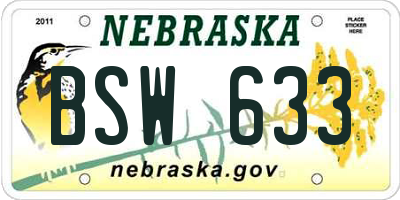 NE license plate BSW633