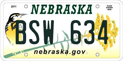 NE license plate BSW634