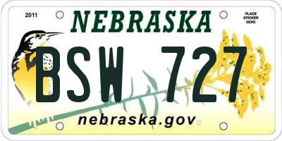 NE license plate BSW727