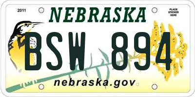 NE license plate BSW894